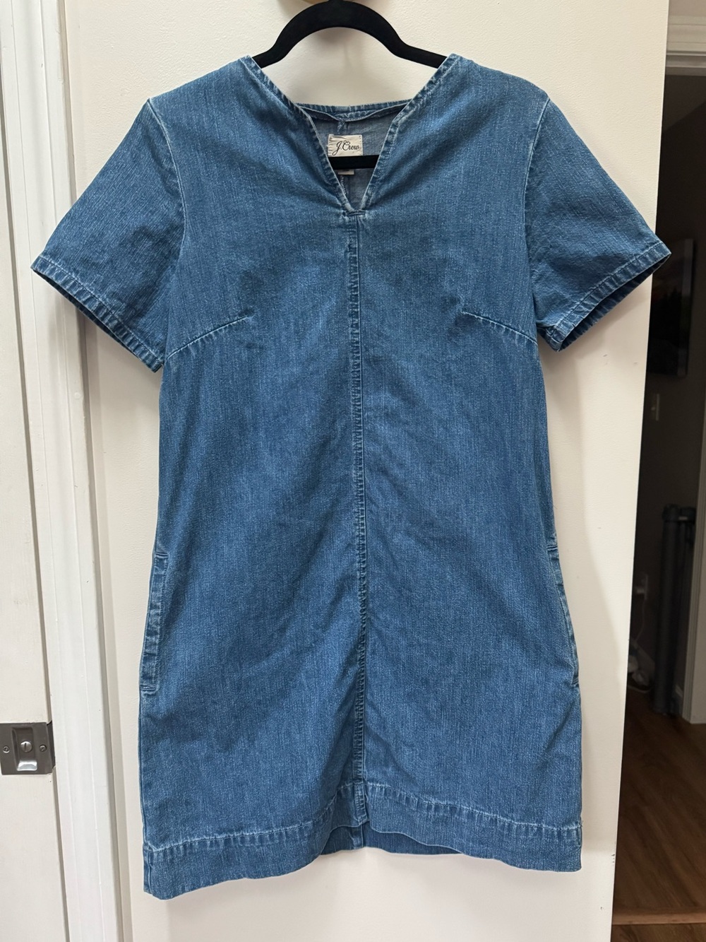 J. Crew Light Blue Denim V-Neck Shift Dress